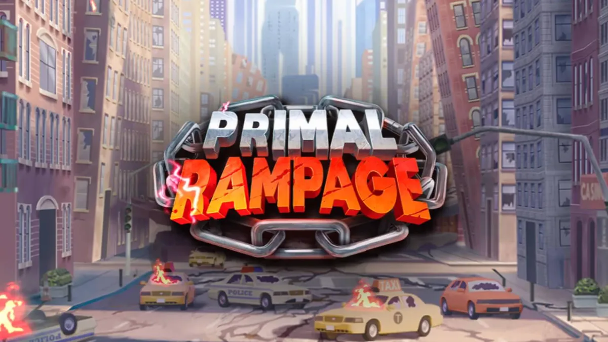 Tampilan visual slot Primal Rampage dengan latar belakang hutan dan primata raksasa.